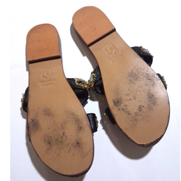 Swarovski Crystal & Rhinestone The Cove Bling  Slides sz 9 Brown Leather Multi - Picture 7 of 9